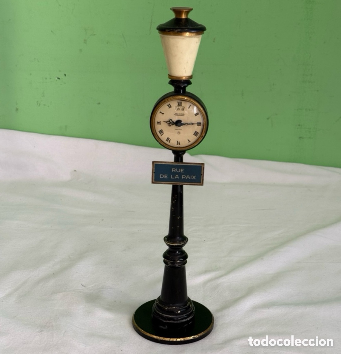 Grandfather clocks: Reloj sobremesa JAEGER Rue de la Paix estilo farola Par&iacute;s alarma original vintage.