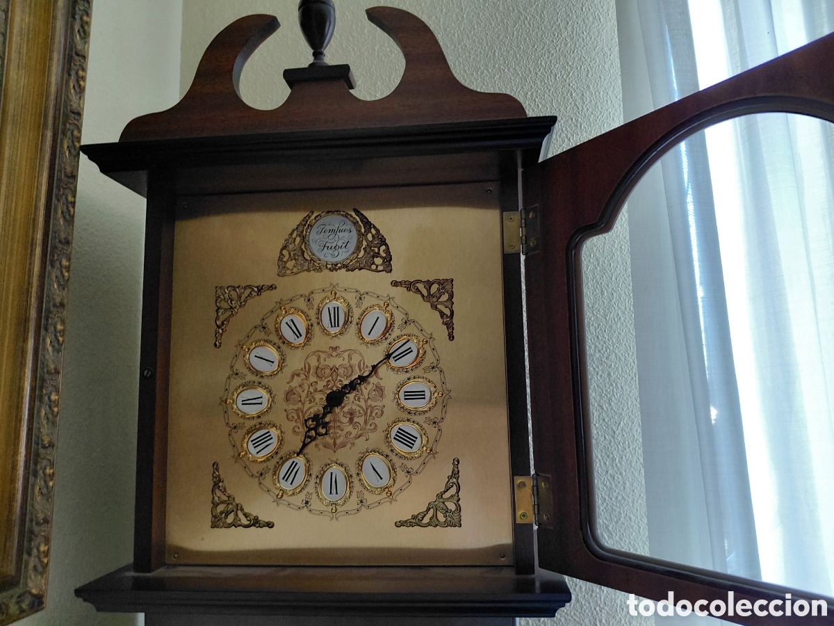 Relojes de pie: Reloj de pie cl&aacute;sico de madera con p&eacute;ndulo y soner&iacute;a - Foto 3