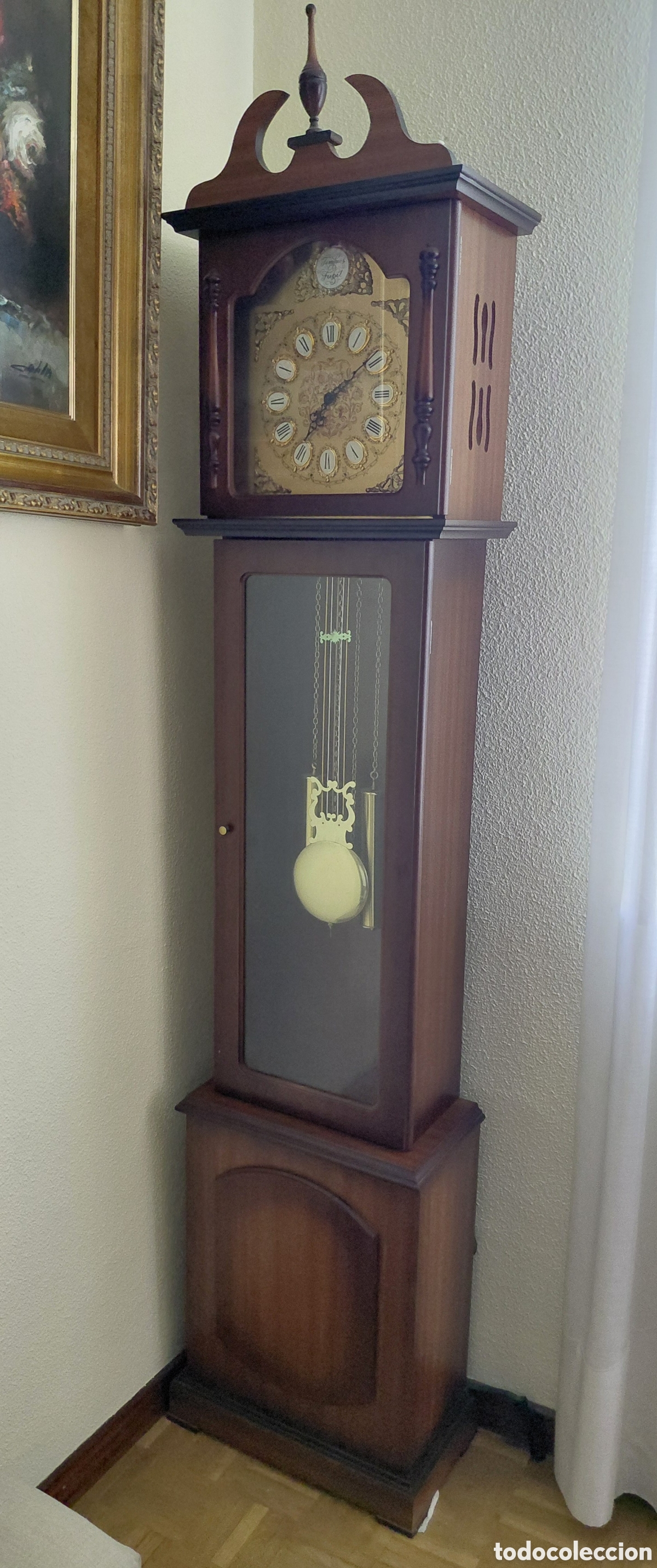 Relojes de pie: Reloj de pie cl&aacute;sico de madera con p&eacute;ndulo y soner&iacute;a - Foto 2