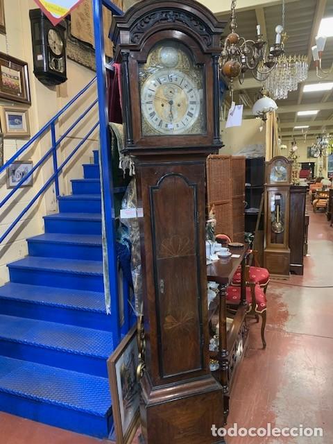Relojes de pie: Reloj de caja larga ingles siglo XVIII caoba