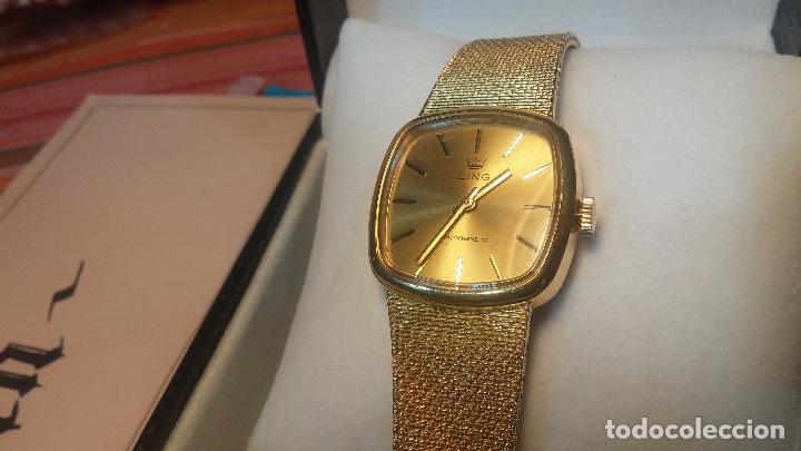 Relojes de pulsera: Botito muy botito reloj antiguo de cuerda UNISEX dorado LING para fiestas o eventos - Foto 11 - 102402227