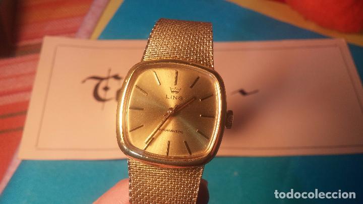 Relojes de pulsera: Botito muy botito reloj antiguo de cuerda UNISEX dorado LING para fiestas o eventos - Foto 25 - 102402227