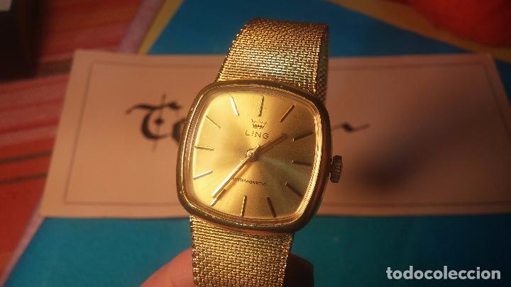 Relojes de pulsera: Botito muy botito reloj antiguo de cuerda UNISEX dorado LING para fiestas o eventos - Foto 26 - 102402227