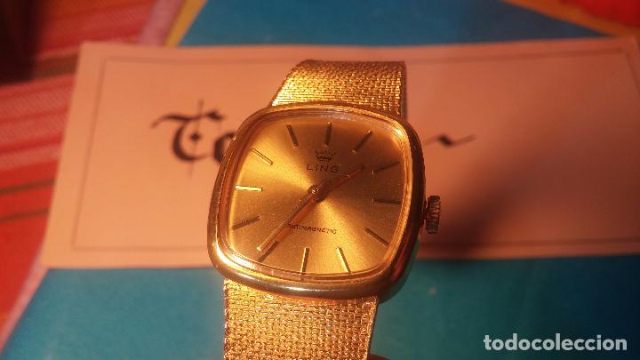 Relojes de pulsera: Botito muy botito reloj antiguo de cuerda UNISEX dorado LING para fiestas o eventos - Foto 30 - 102402227