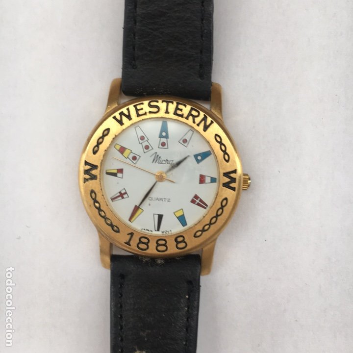 Relojes de pulsera: Reloj de Pulsera con banderas Vintage - Marca MICRO - WESTERN 1888 - Reloj QUARZ - Foto 1 - 184267117