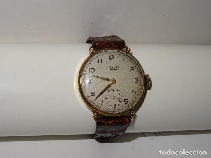 Relojes de pulsera: ANTIGUO RELOJ DE PULSERA DE ORO 18KL.CARGA MANUAL MARCA ANCRE 15 RUBIS PRECISA REPASO - Foto 5 - 278878933