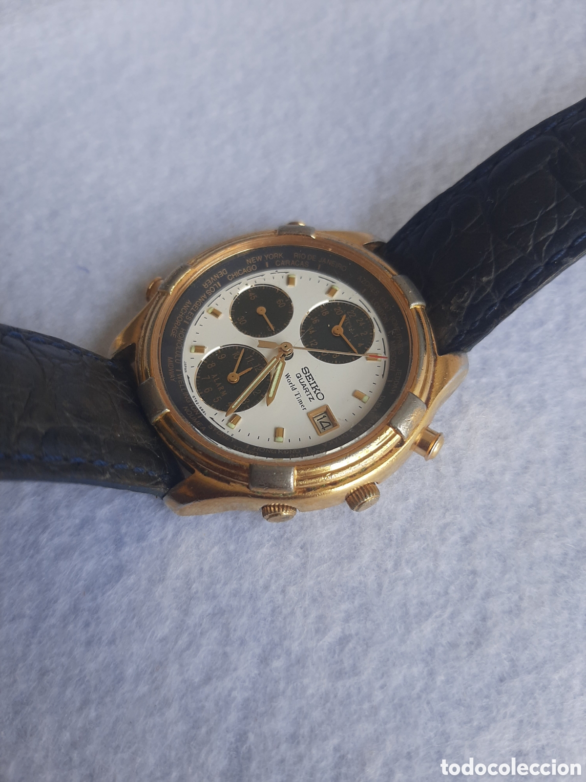 reloj seiko world timer panda 5t52 - Buy Antique wristwatches with manual  charge on todocoleccion