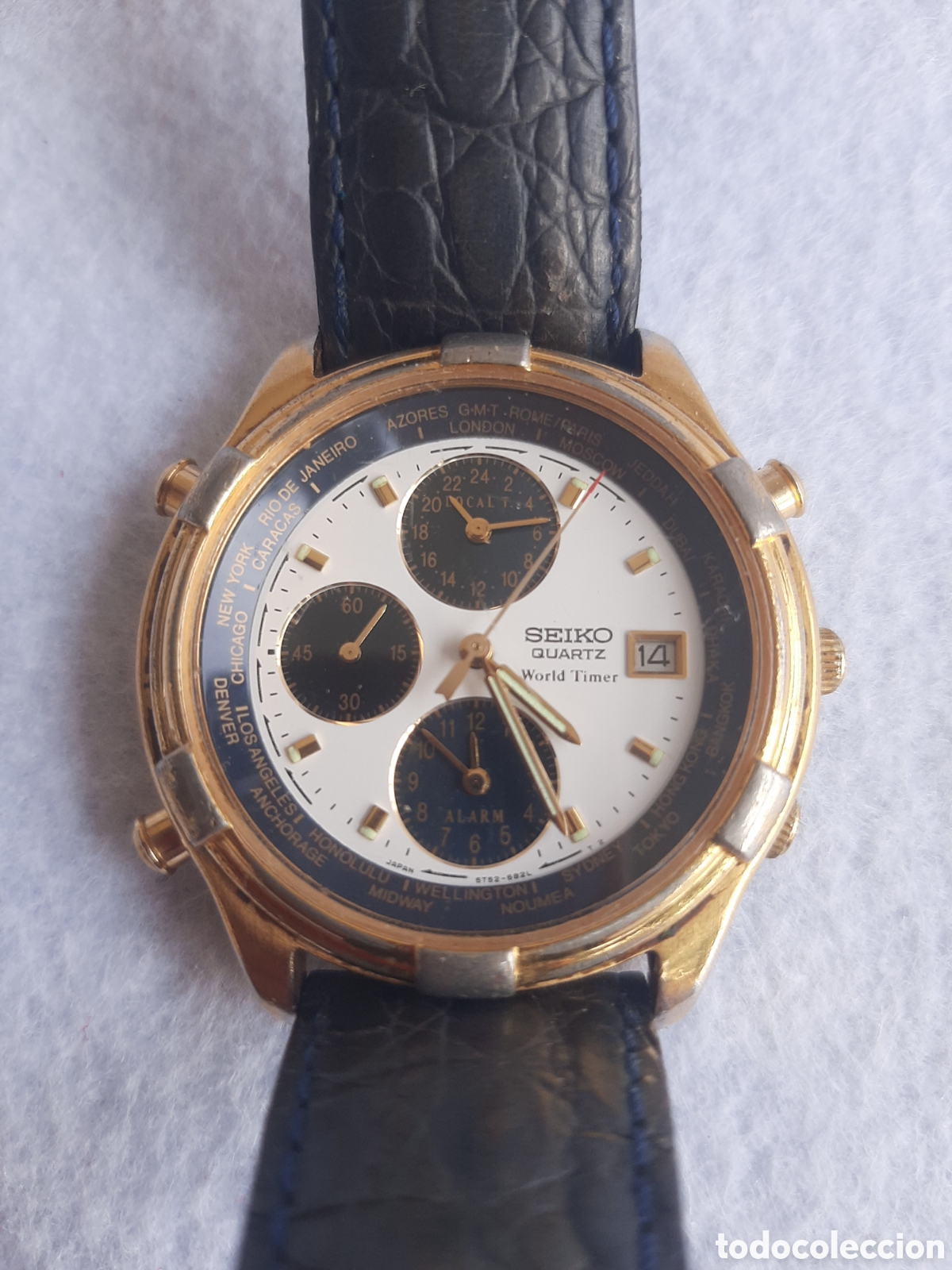 reloj seiko world timer panda 5t52 - Buy Antique wristwatches with manual  charge on todocoleccion