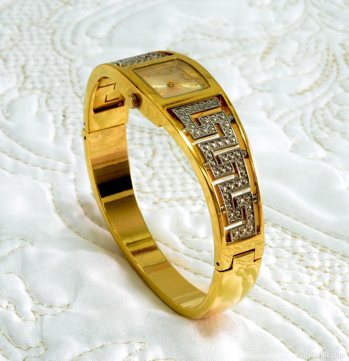 Relojes de pulsera: ESPECTACULAR RELOJ PULSERA CON BISAGRA AVON I.C.W. DORADO SUPER VINTAGE