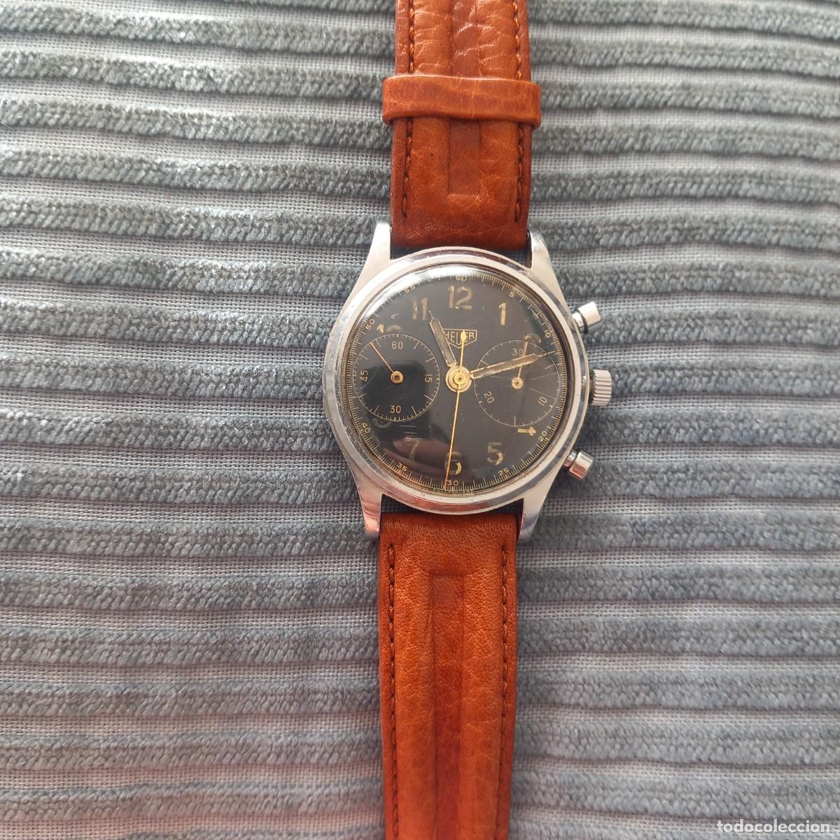 Relojes de pulsera: RELOJ CRONOGRAFO HEUER A&Ntilde;O 1935-40. PRECURSOR DE TAG-HEUER. ALTA COLECCI&Oacute;N.