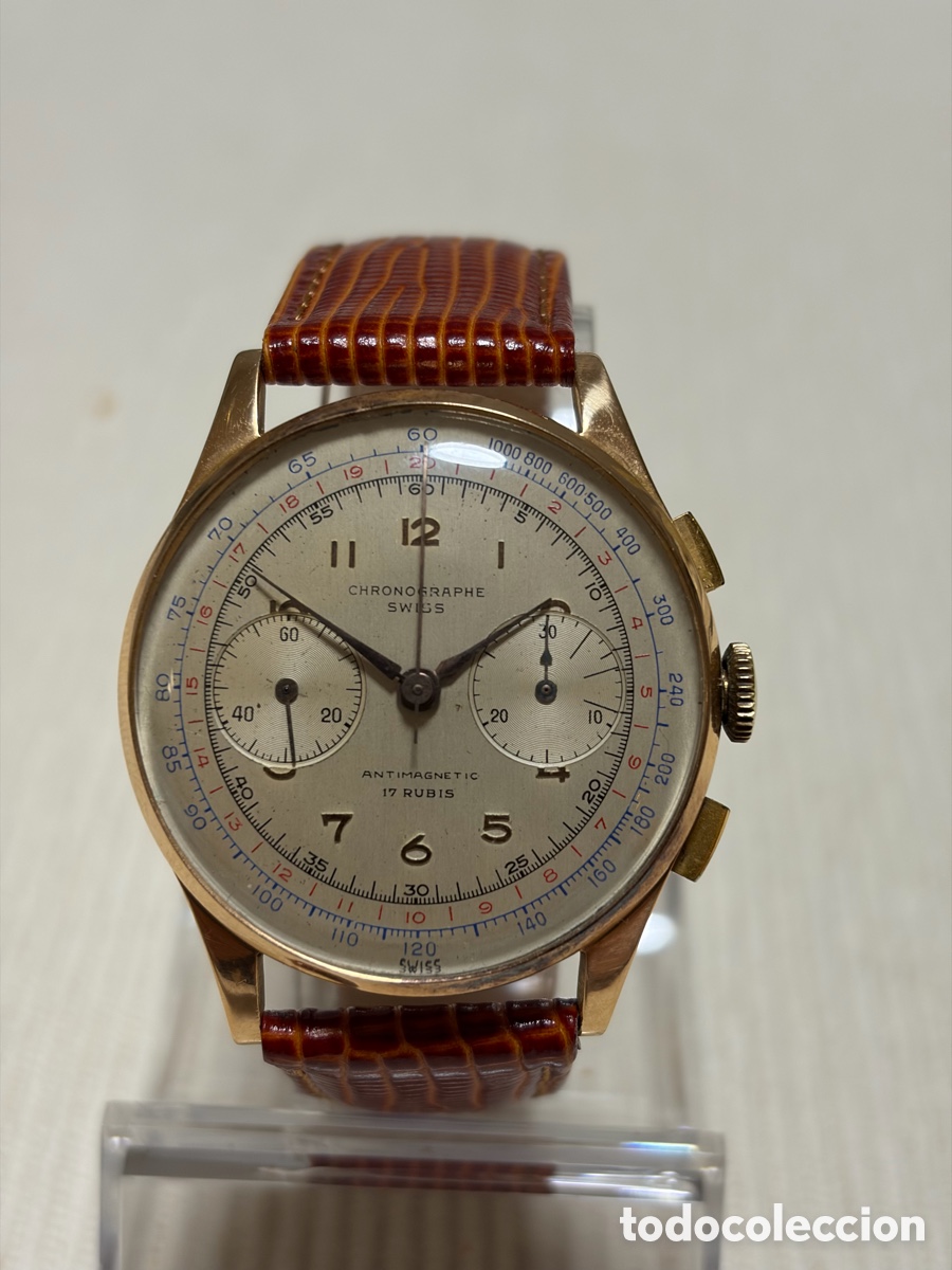 Relojes de pulsera: Reloj vinagre Swiss cron&oacute;metro de los 50