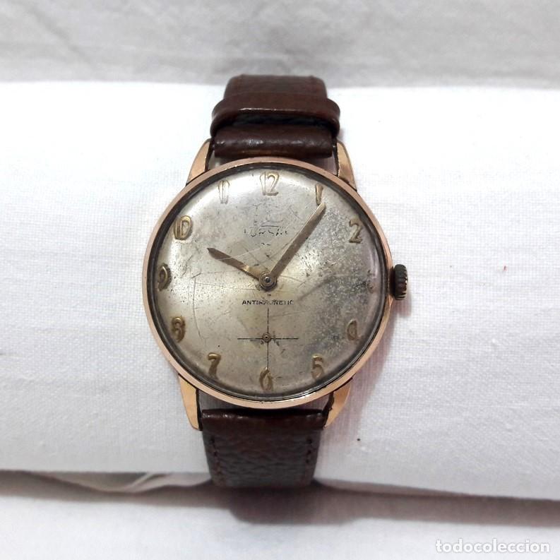 Relojes de pulsera: RELOJ FORSAN-CALIBRE 1130-WISS MADE-15 JEWELS-CHAPADO EN ORO-ANTIMAGNETIC-33 MM-CORREA PIEL. A&Ntilde;OS 50