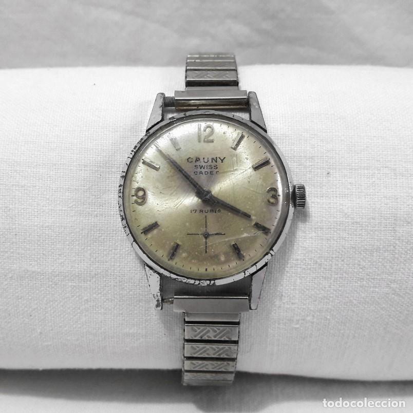 Rel&oacute;gios de pulso: RELOJ SUIZO CAUNY PRIMA-CADET- SWISS-17 RUB&Iacute;S-JEWELS-29 MILIMETROS-MM-CORREA ACERO. A&Ntilde;OS 50-60