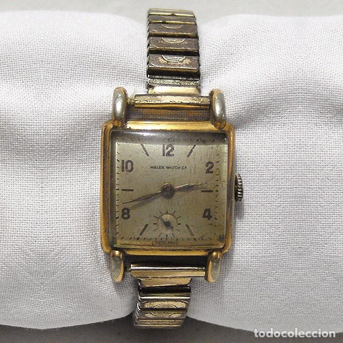 Relojes de pulsera: RELOJ SUIZO HALEX WATCH C&ordm;-MAQUINARIA GESA-1 JEWEL-SWIS MADE-CHAPADO ORO- CORREA ACERO-23 MM-A&Ntilde;OS 30