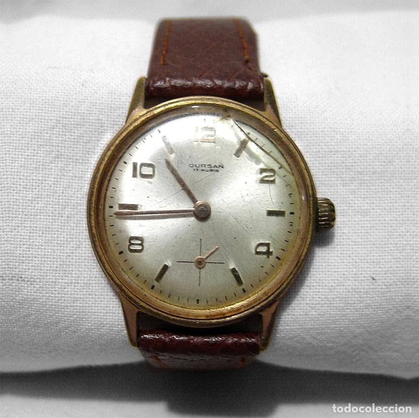 Relojes de pulsera: RELOJ DURSAN- CALIBRE LORSA 238-17 RUB&Iacute;S-CHAPADO ORO-ANTIMAGNETIC-CORREA PIEL. A&Ntilde;OS 50