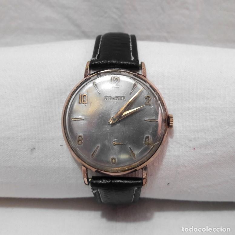 Relojes de pulsera: RARO MODELO RELOJ DUWARD 1694-CALIBRE AS 1560-15 RUB&Iacute;S-SWISS- CHAPADO ORO-CORREA PIEL.