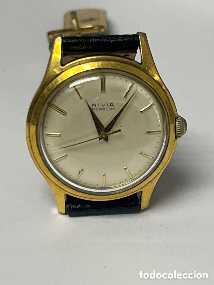 Relojes de pulsera: Reloj NIVIA incabloc Carga manual y caja Chapada oro maquinaria Swiss made /CR38-42