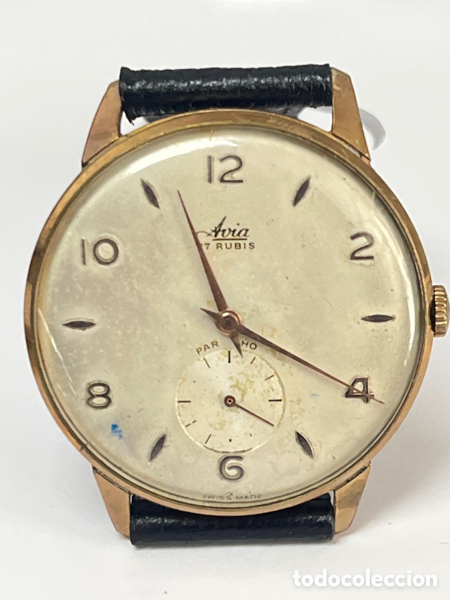 Relojes de pulsera: RELOJ CARGA MANUAL AVIA A&Ntilde;OS 60 EN CAJA CHAPADA EN FUNCIONAMIENTO /CR39-02