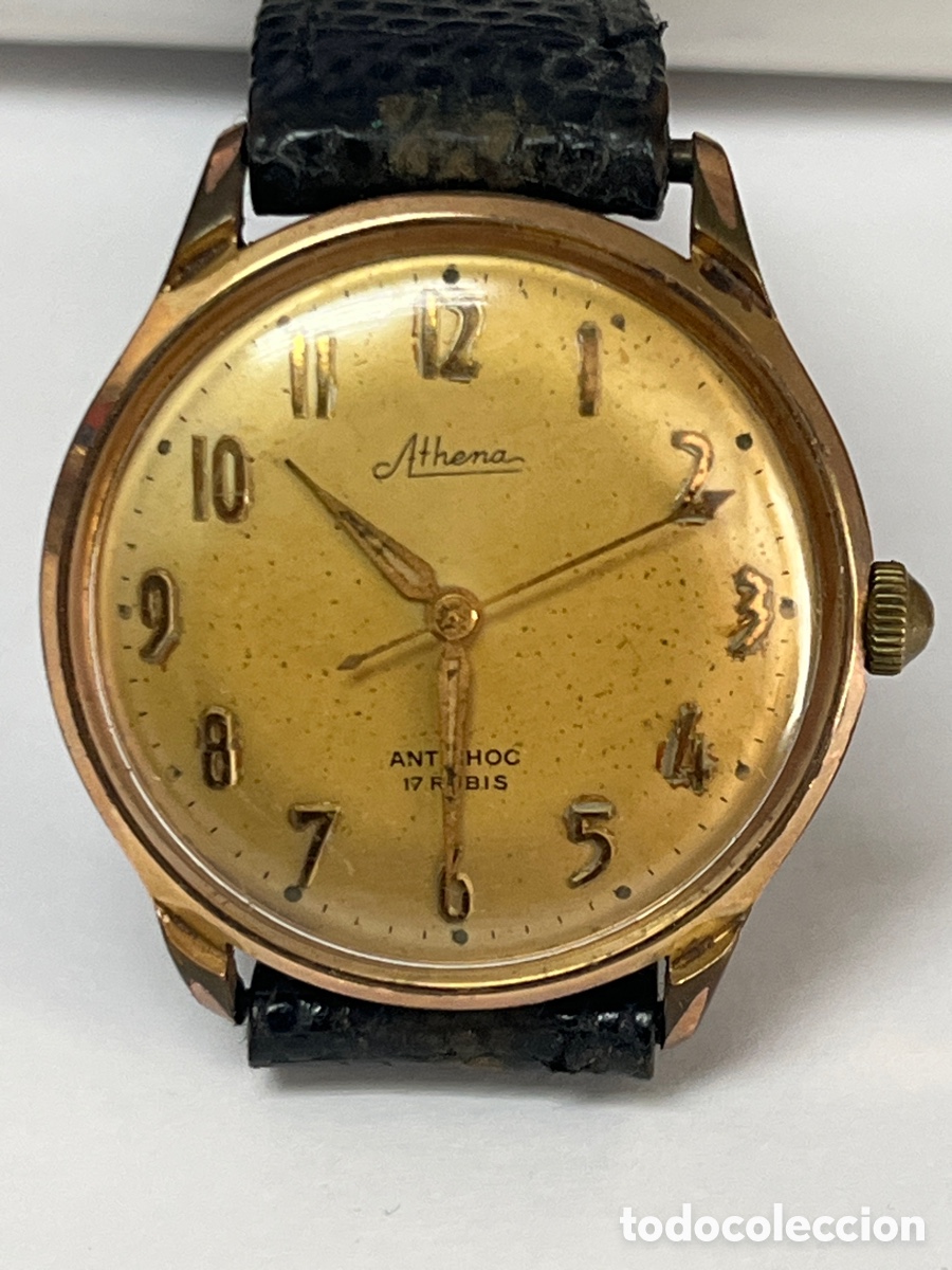 Relojes de pulsera: Reloj Athena carga manual antiguo caja chapada oro /CR39-04