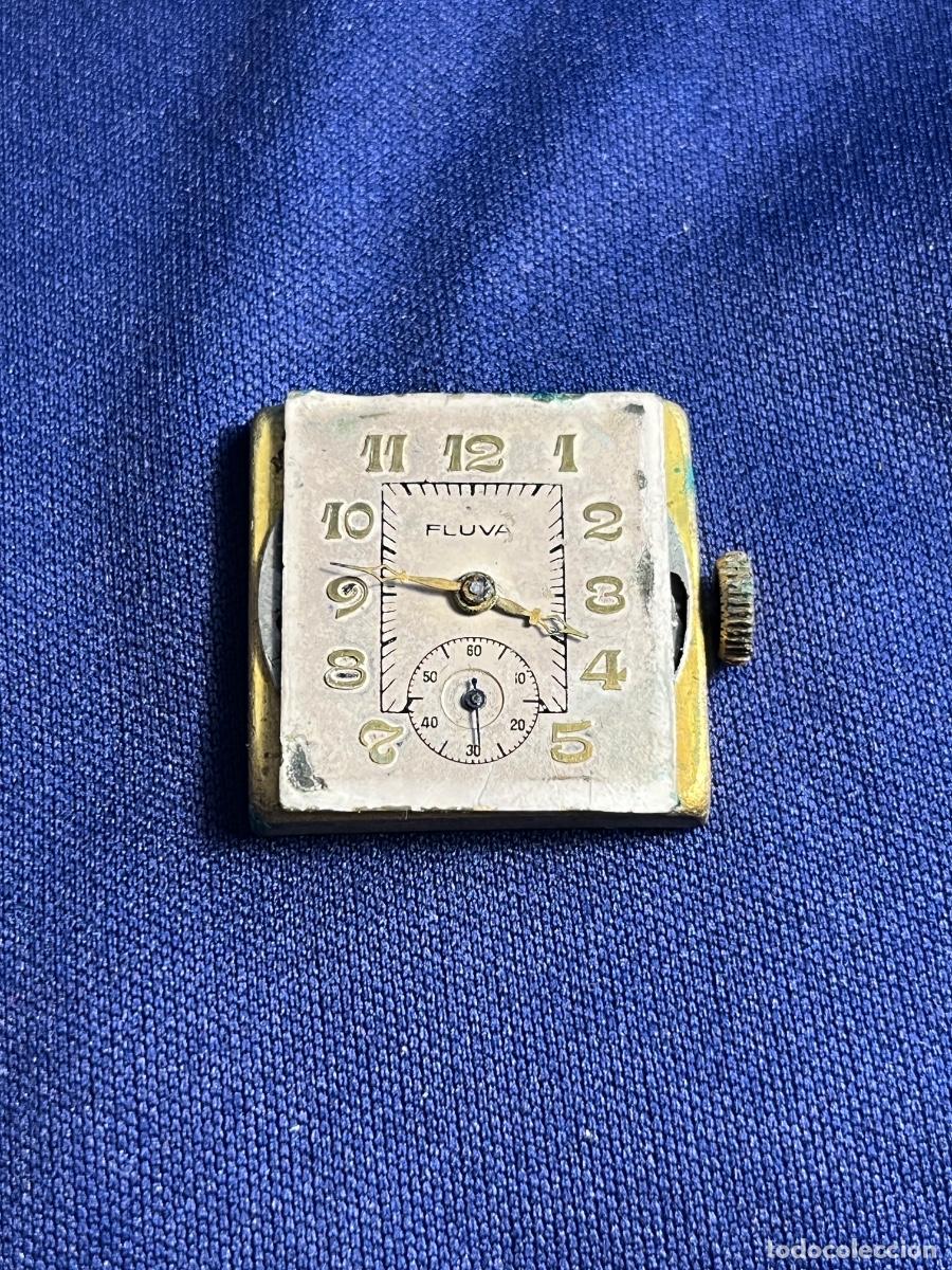 Relojes de pulsera: Movimiento reloj Fluva calibre suizo mec&aacute;nico Art D&eacute;co 1930 1940 rectangular vintage