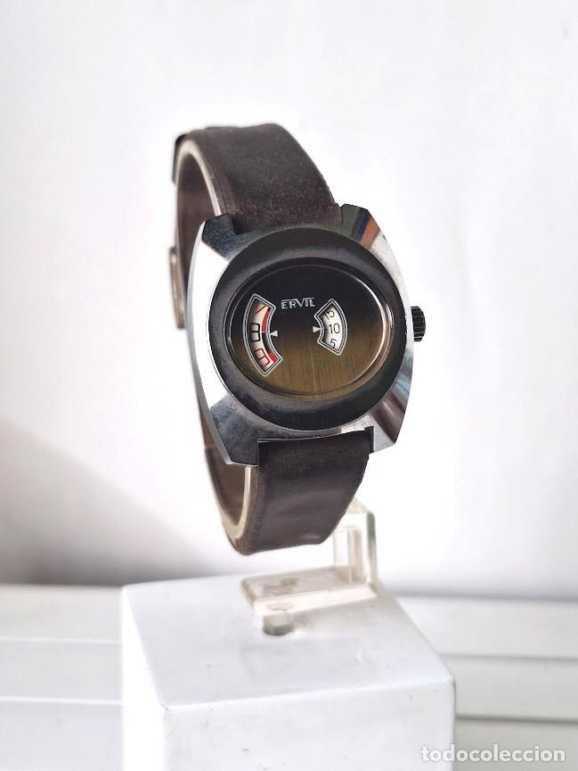 Relojes de pulsera: Antiguo Reloj ERVIL cuerda A&ntilde;os 70 Horas Saltantes