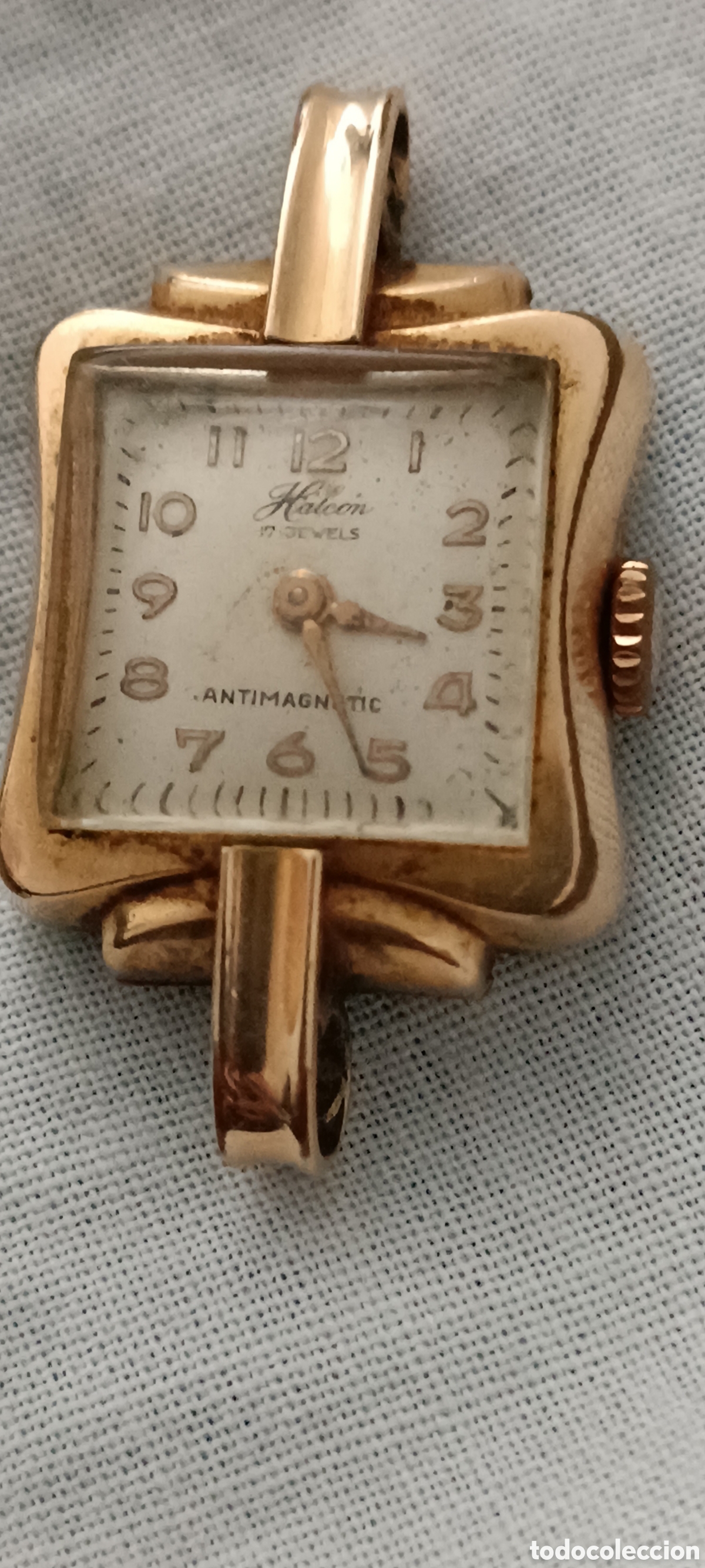 Relojes de pulsera: Reloj vintage se&ntilde;ora Halc&oacute;n. Chapado en oro. 17 rubis.