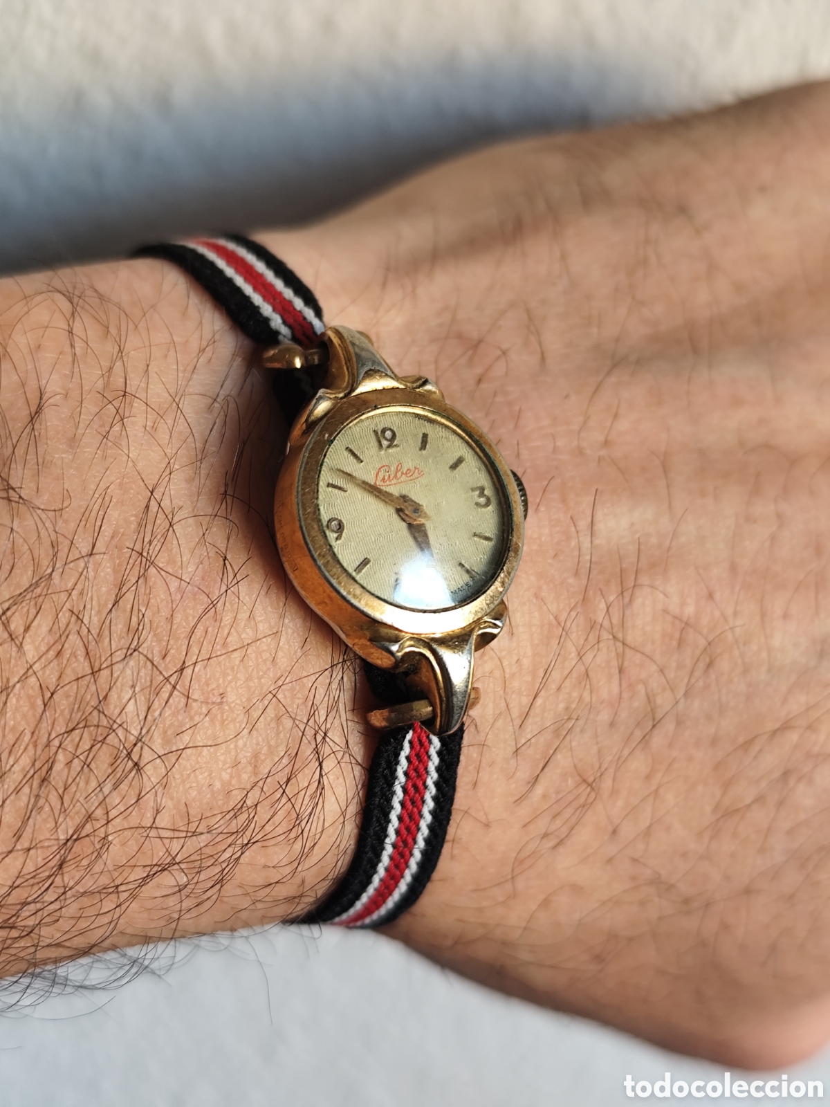 Relojes de pulsera: Reloj Luber vintage Art D&eacute;co suizo mec&aacute;nico oro