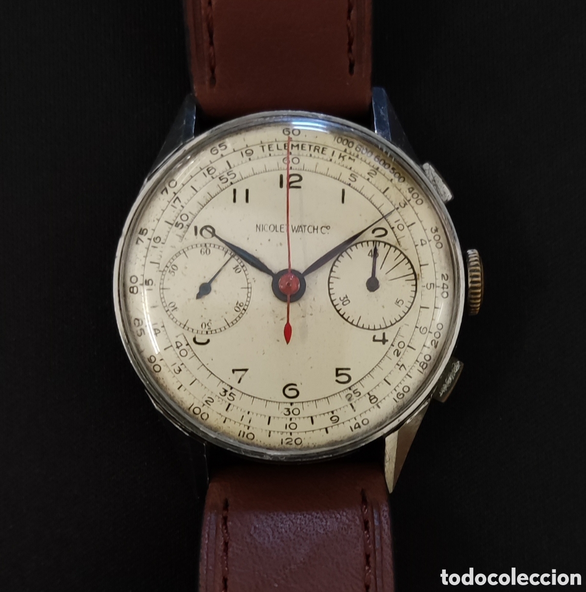 Relojes de pulsera: Nicolet Watch Co. Chronograph. Reloj Vintage. Carga Manual. Funcionando. Cron&oacute;grafo.