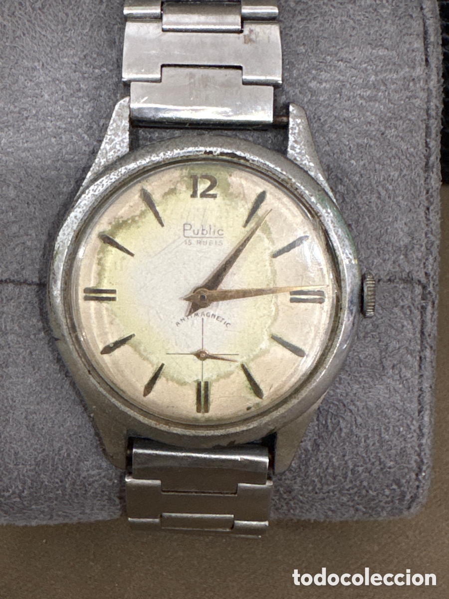 Relojes de pulsera: Antiguo reloj de carga manual,PUBLIC,15 RUBIS,34MM sin contar Corona *para reparar*