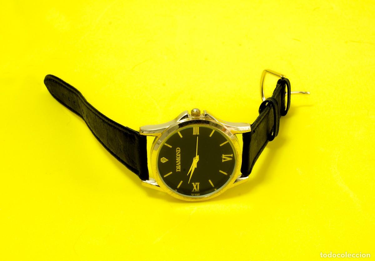 Relojes de pulsera: RELOJ DE PULSERA QUARTZ DIAMOND, EFECRA NEGRA Y DORADO