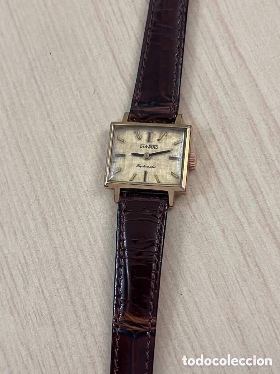 Relojes de pulsera: ✅ reloj DUWARD Diplomatic chapado en oro 3177