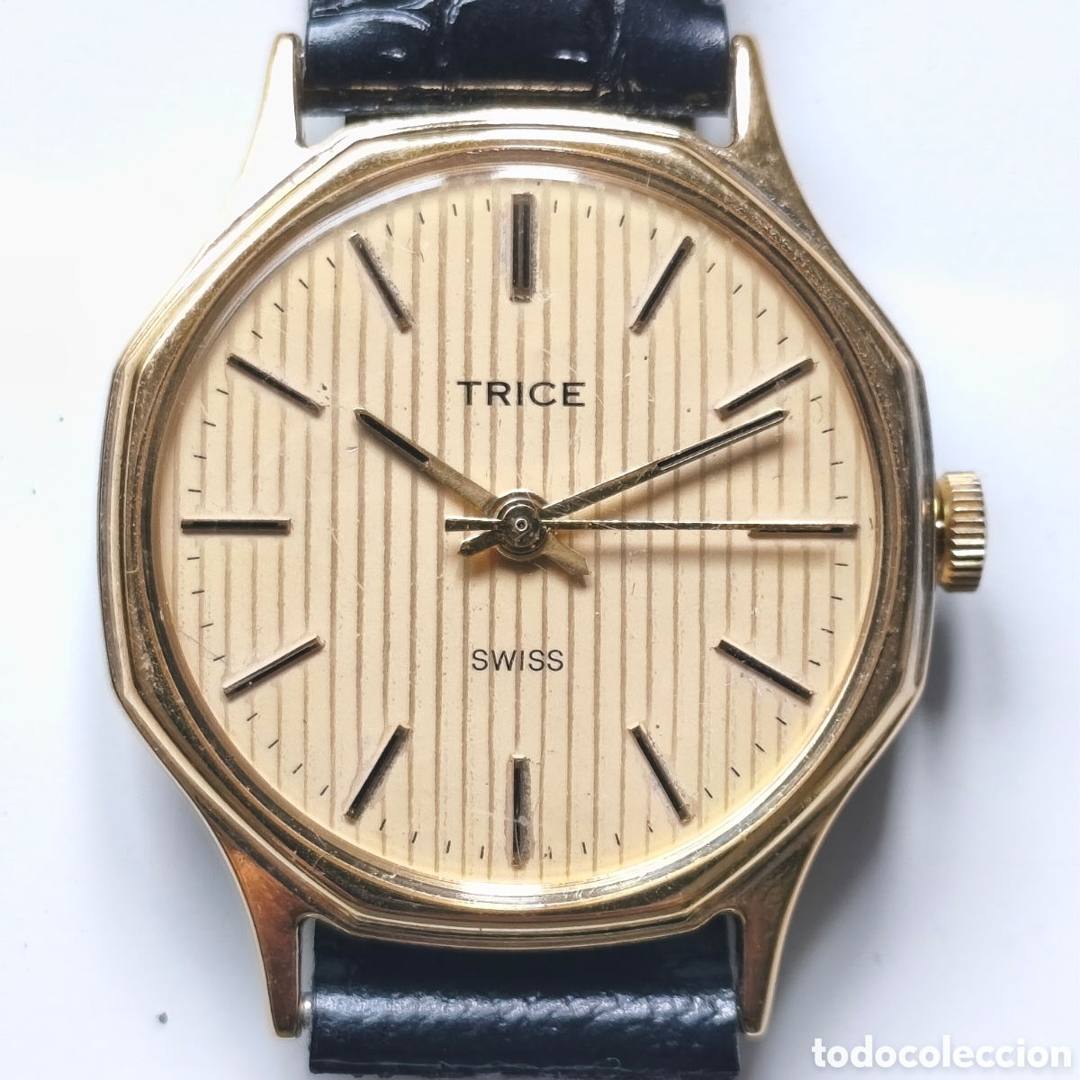 Relojes de pulsera: Reloj Suizo de cuerda Vintage marca Trice, grimpado, la rueda de carga no gira. Correa perfecta.