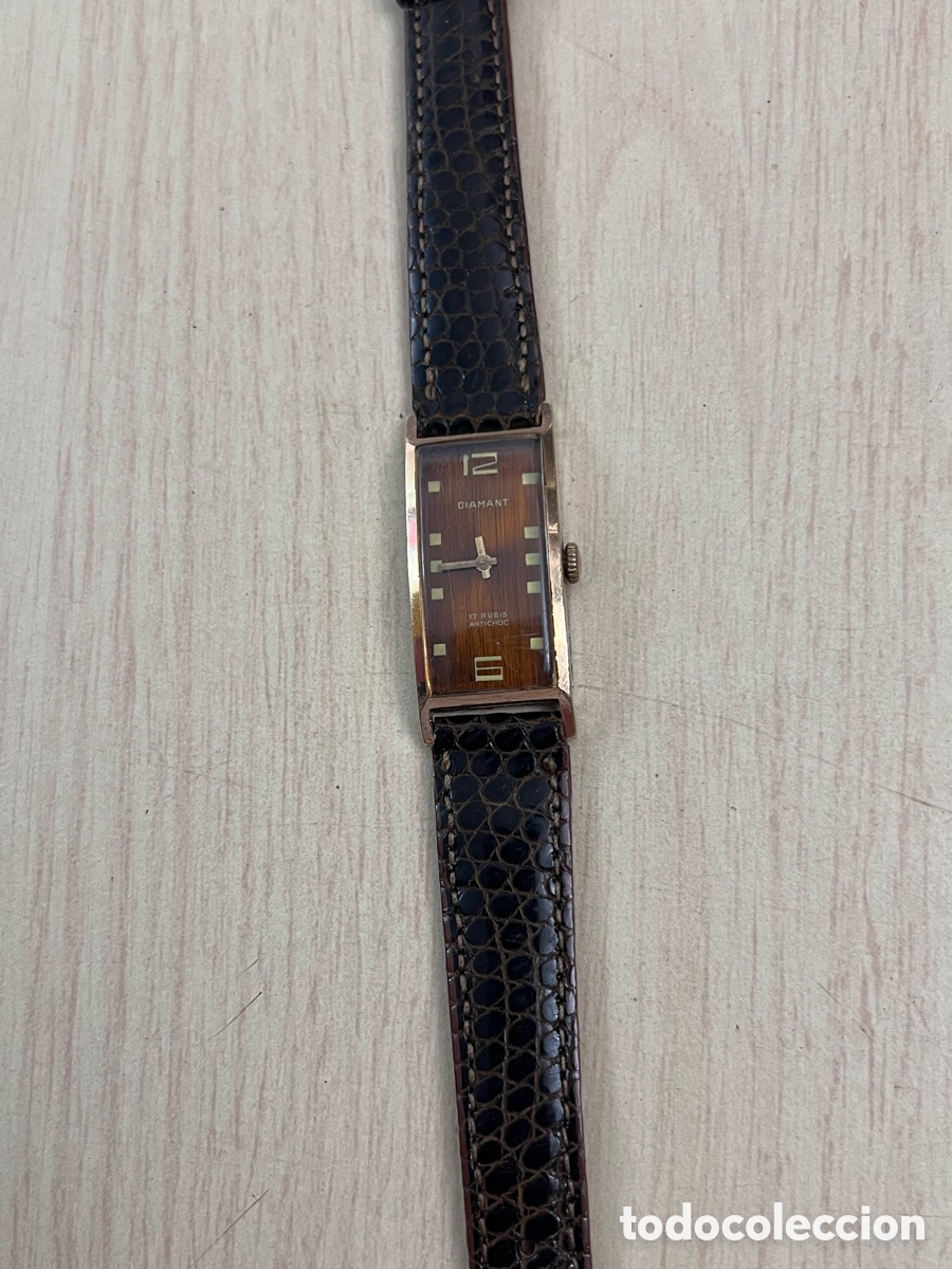 Relojes de pulsera: ✅ reloj DIAMANT Tank carga manual chapado en oro