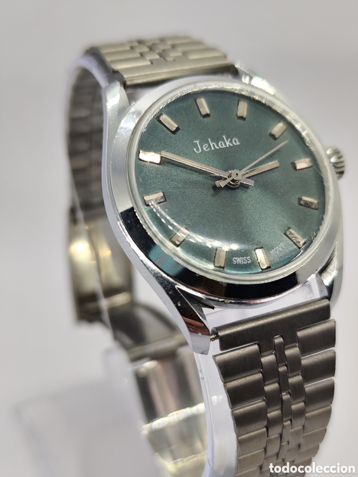 Relojes de pulsera: Reloj Vintage 70s Verde Sunburst
