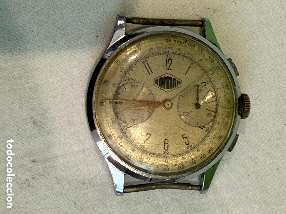 Relojes de pulsera: Cron&oacute;grafo Suizo Roman Vintage A&ntilde;os 40 50 Mec&aacute;nico Original Funciona