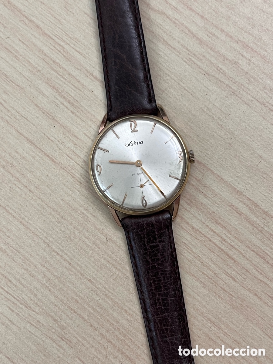 Wristwatches: ✅ Reloj Lunna carga manual chapado en oro 34 mm