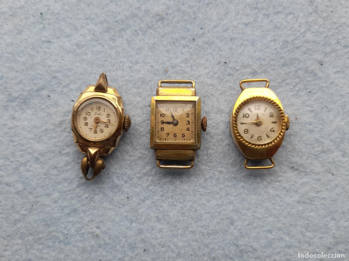 Montres-bracelets: Lote de 3 Relojes Mec&aacute;nicos Antiguos para Dama.