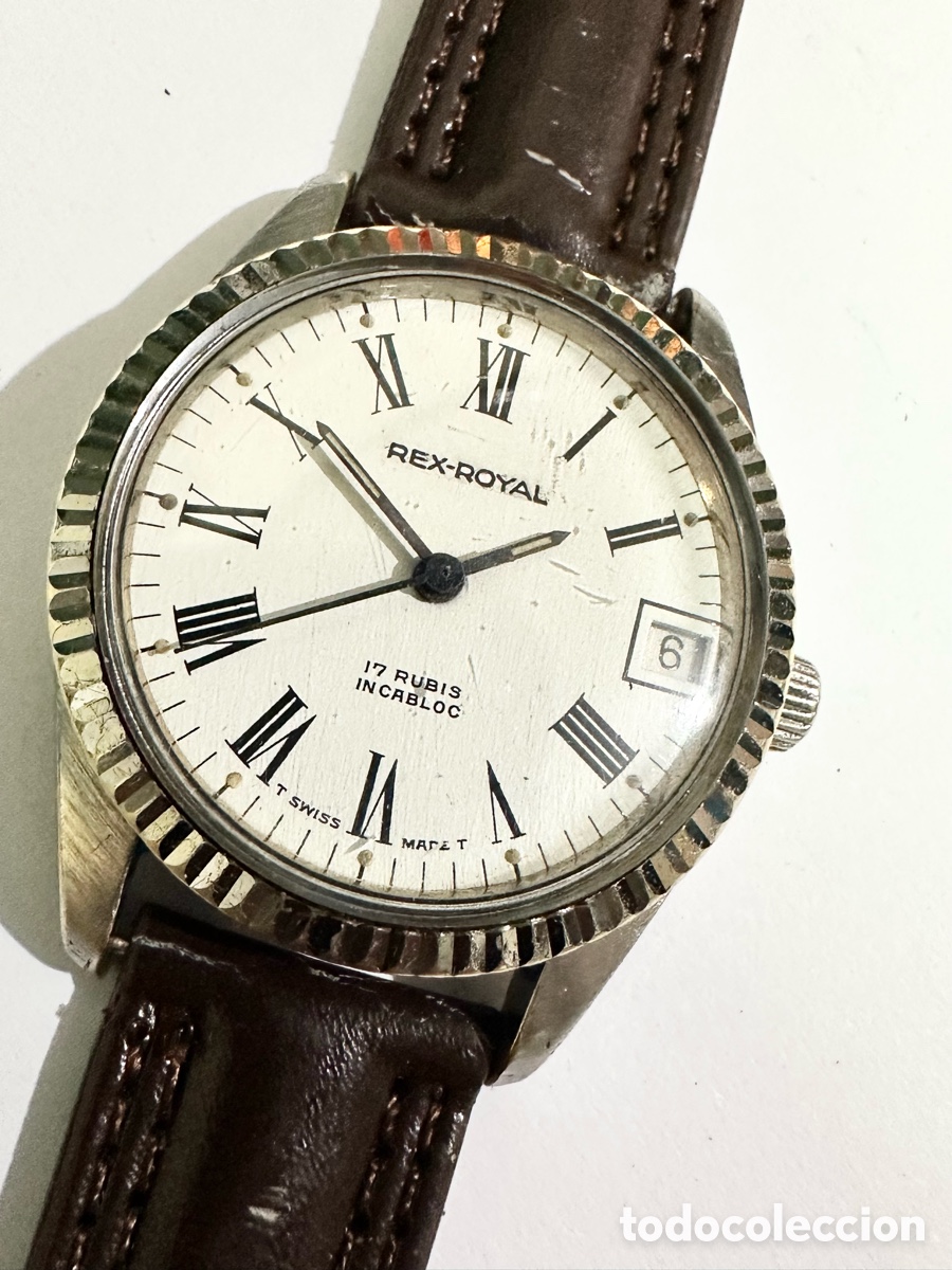 Rel&oacute;gios de pulso: Antiguo Reloj REX-ROYAL INCABLOC WATERPROOF CON D&Iacute;A SWISS VINTAGE DE CUERDA