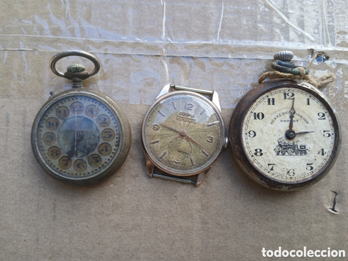 Relojes de pulsera: LOTE, 3 RELOJES DOGMA PRIMA STANDARD ANCRE 15 RUBIS CARGA MANUAL Y BOLSILLO.