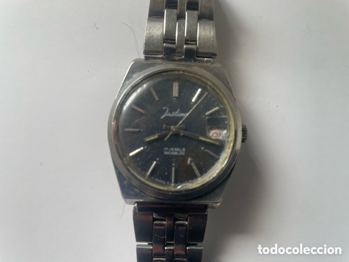 Relojes de pulsera: Reloj caballero Justina 17 Jewels Incabloc Swiss Made a&ntilde;os 70 acero funcionando
