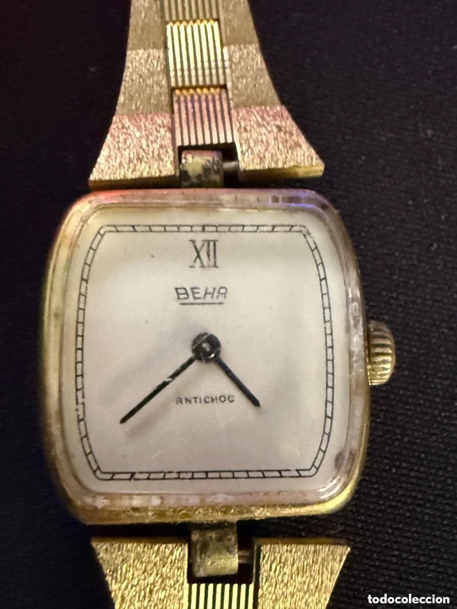 Relojes de pulsera: Reloj BEHA vintage se&ntilde;ora mec&aacute;nico antichoc chapado oro- EN FUNCIONAMIENTO