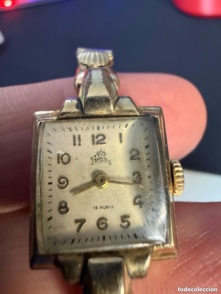Relojes de pulsera: Reloj vintage suizo Regina &ndash; 15 rub&iacute;es &ndash; chapado en oro- EN FUNCIONAMIENTo