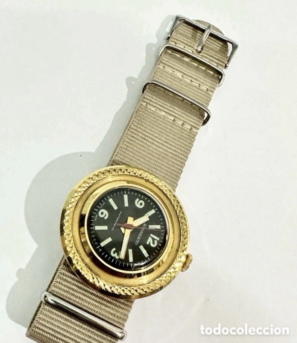Relojes de pulsera: Antiguo Reloj Kronhauto. Metal chapado oro. Corona Al 12 Raro. Suiza. A&ntilde;os 60.
