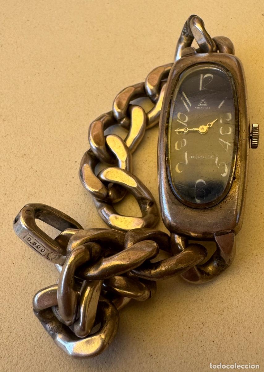 Relojes de pulsera: RELOJ PULSERA VINTAGE DE SE&Ntilde;ORA - TRIANGLE INCABLOC - CAJA Y PULSERA DE PLATA - 800 MIL&Eacute;SIMAS