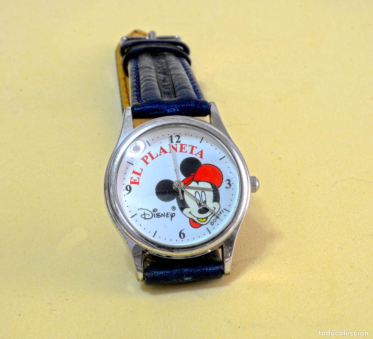 Relojes de pulsera: Reloj de pulsera vintage Disney, Mickey Mouse, correa azul, EXC+