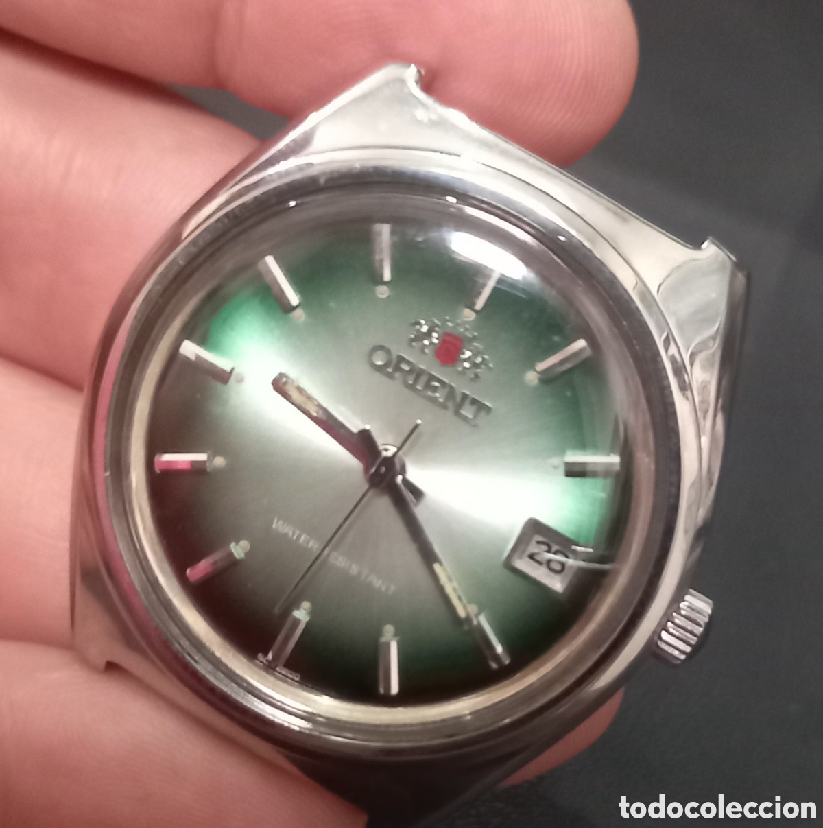Relojes de pulsera: RELOJ ORIENT SISTEMA CUERDA ANTIGUO DE COLECCION RELOJ NO COMUN CARATULA VERDE OLIVA