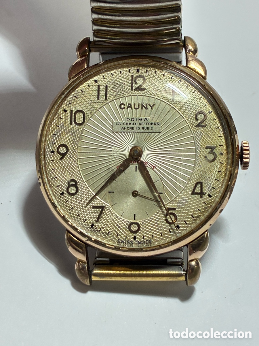 Relojes de pulsera: Reloj Cauny prima caja chapada carga manual 1950 grande
