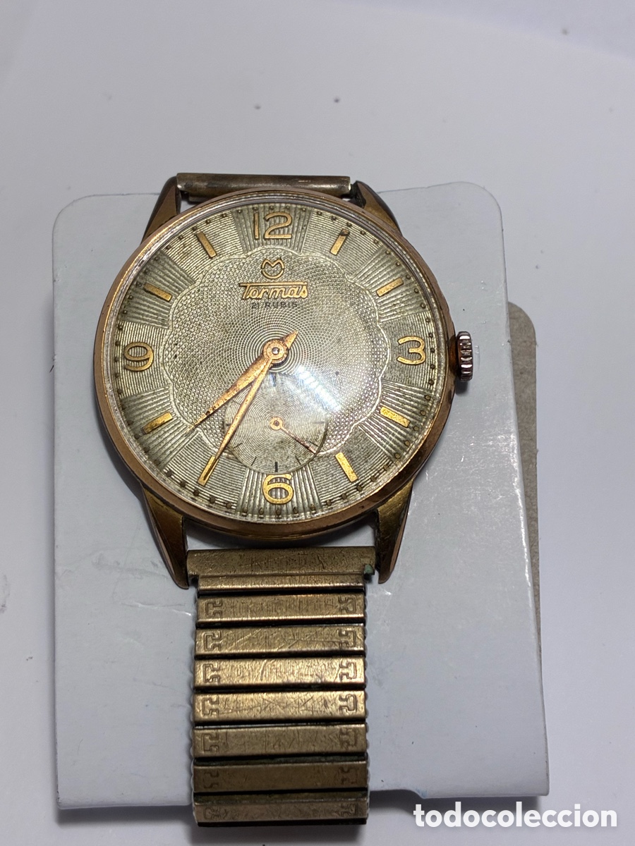 Relojes de pulsera: Reloj Tormas caja chapada carga manual grande 1950