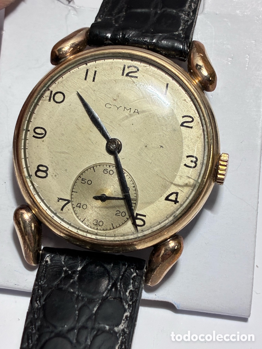 Relojes de pulsera: Reloj Cyma chapado en oro de cuerda manual, circa 1950