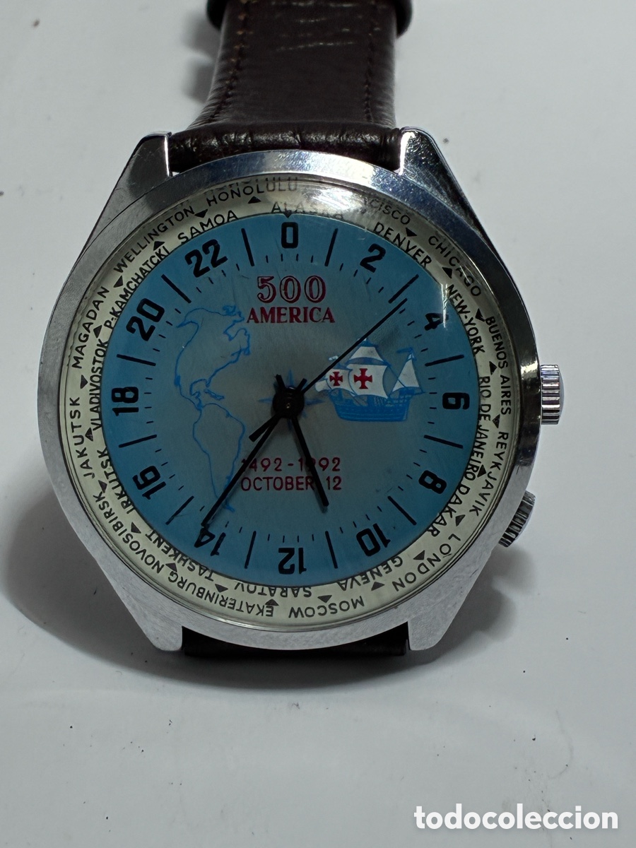 Relojes de pulsera: Reloj Russian Raketa Worldtimer 24H 500 America en azul